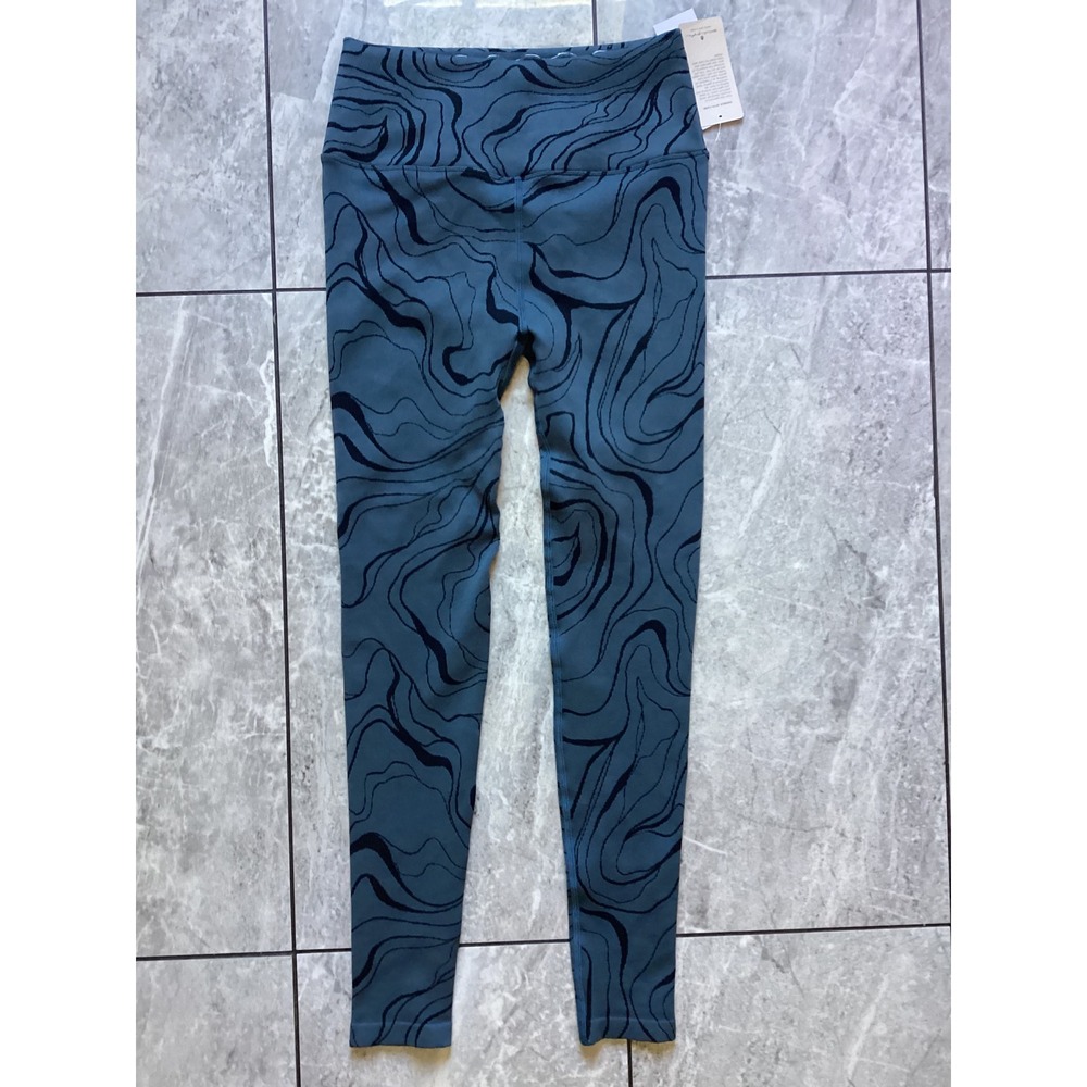 Spiritual Gangster Love Sculpt Jacquard Leggings Deep Sea Swirl Blue M/L NEW